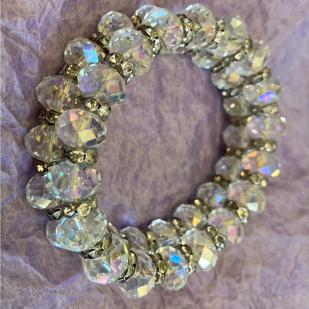 Two stretch crystal bracelets.